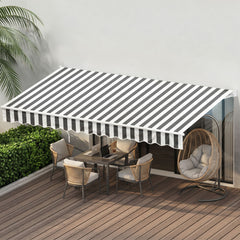 Instahut Retractable Folding Arm Awning Manual Sunshade 4.5Mx3M Grey White