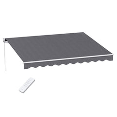 Instahut Retractable Folding Arm Awning Motorised Sunshade 3.5M X 3M Grey