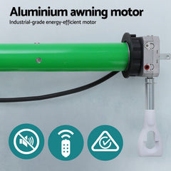 Instahut Retractable Folding Arm Awning Motorised Sunshade 3.5M X 3M Grey