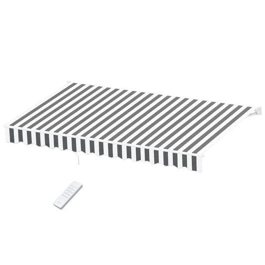 Instahut Retractable Folding Arm Awning Motorised Sunshade 4.5Mx3M Grey White