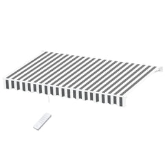 Instahut Retractable Folding Arm Awning Motorised Sunshade 4.5Mx3M Grey White