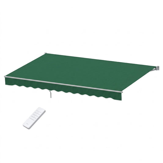 Instahut Retractable Folding Arm Awning Motorised Sunshade 5Mx3M Dark Green