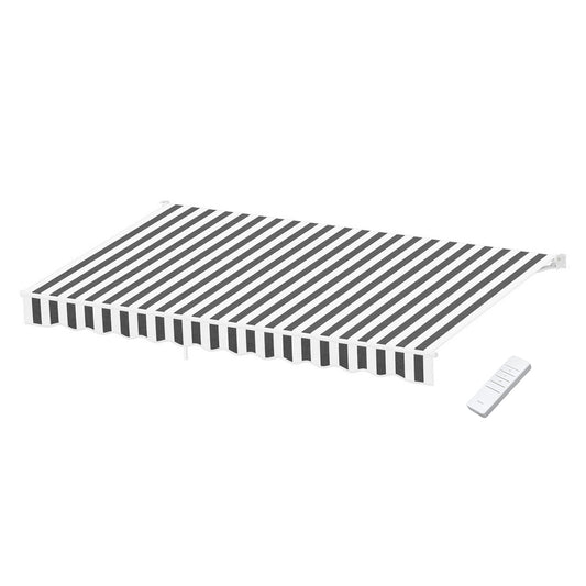 Instahut Retractable Folding Arm Awning Motorised Sunshade 5Mx3M Grey White