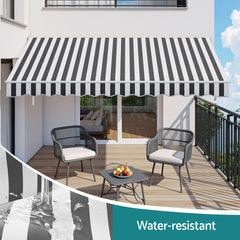 Instahut Retractable Folding Arm Awning Motorised Sunshade 5Mx3M Grey White