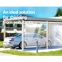 Instahut 1.5X2.4M Outdoor Blinds Clear Roll Down Awning Retractable Outdoor Blinds Water Wind Proof Transparent
