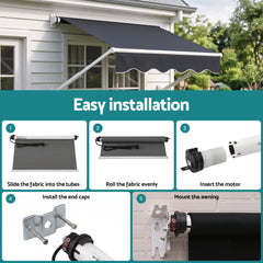 Instahut Pivot Arm Awning Motor Replacement Kit With Remote Control
