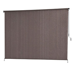 Instahut 3X2.5M Outdoor Blinds Awning Roll Down Retractable Knit Fabric Outdoor Blinds Window Shade Brown