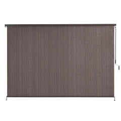 Instahut 3X2.5M Outdoor Blinds Awning Roll Down Retractable Knit Fabric Outdoor Blinds Window Shade Brown
