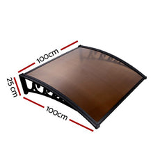 Instahut Window Door Awning 1mx1m Brown