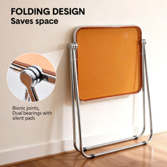 Transparent Acrylic Folding Table Clear Heat-resistant Tabletop Metal Frame with Anti-Slip Foot Pad Modern Portable Home Office Camping Desk 70x45x68cm