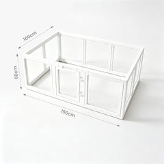 10 Panel Indoor Pet Playpen Indoor Puppy Exercise Pen with Door Transparent Panels Suction Cups for Small Dogs Rabbits and Pets White 150cm 100cm 60cm