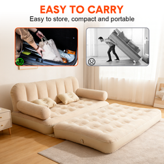 Air Sofa Bed Queen Size Inflatable Mattress Portable Double Pop-Up Airbed with Built-in 2600mAh Air Pump for Home Camping Easy Maintenance 186x155cm