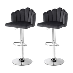 Artiss Bar Stool X2 Kitchen Dining Counter Gaslift Chair Adjustable Velvet Grey