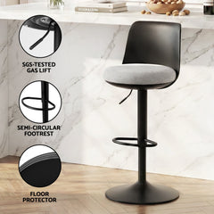 Artiss 4x Bar Stools Kitchen Swivel Gas Lift Counter Dining Chair Curved Black