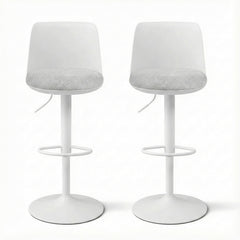 Artiss 2x Bar Stools Kitchen Swivel Gas Lift Counter Dining Chair Curved White