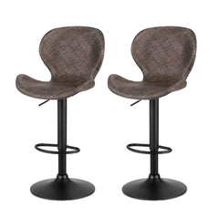 Artiss 2x Bar Stools Kitchen Swivel Gas Lift Counter Chair Wing PE Rattan Brown