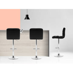 Artiss 4x Bar Stools Leather Gas Lift Black