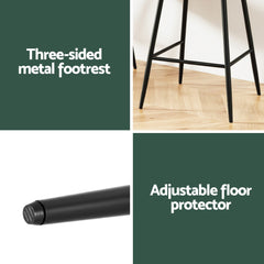 Artiss 2x Bar Stools Kitchen Dining Chair Counter Stool Tub Velvet Metal Green