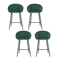 Artiss 4x Bar Stools Kitchen Dining Chair Counter Stool Tub Velvet Metal Green