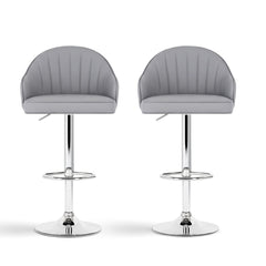 Artiss 2x Bar Stools Kitchen Swivel Gas Lift Counter Chair Shell Leather Grey