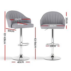Artiss 4x Bar Stools Kitchen Swivel Gas Lift Counter Chair Shell Leather Grey
