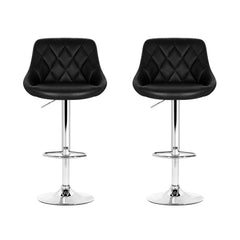 Artiss 2x Bar Stools Leather Padded Gas Lift Stool Black