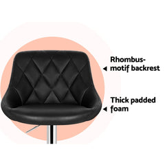 Artiss 2x Bar Stools Leather Padded Gas Lift Stool Black