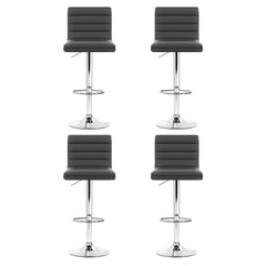 Artiss Set of 4 PU Leather Lined Pattern Bar Stools- Grey and Chrome