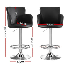 Artiss 1x Leather Bar Stools Swivel Adjustable Gas Lift PU Counter Chairs Black