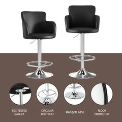 Artiss 1x Leather Bar Stools Swivel Adjustable Gas Lift PU Counter Chairs Black