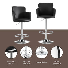 Artiss 3x Bar Stools Counter Chairs Swivel Adjustable Tub PU Leather Black