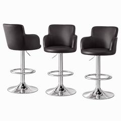 Artiss 3x Bar Stools Counter Chairs Swivel Adjustable Tub PU Leather Brown