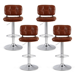 Artiss 4x Bar Stools Kitchen Swivel Gas Lift Counter Chair Tuft PU Leather Brown