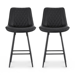 Artiss 2x Bar Stools Kitchen Dining Chair Counter Stool Diamond PU Leather Black