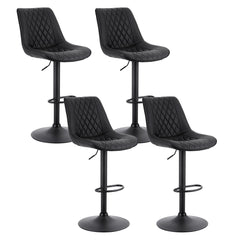 Artiss 4x Bar Stools Kitchen Swivel Gas Lift Counter Chair Diamond Leather Black