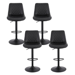 Artiss 4x Bar Stools Kitchen Swivel Gas Lift Counter Chair Diamond Leather Black