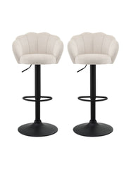 Artiss 2x Bar Stools Counter Chair Adjustable Shell Backrest Velvet Nessah Ivory