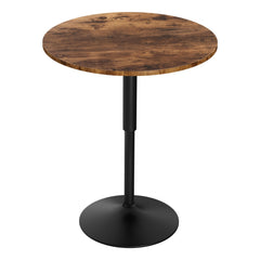 Artiss Height Adjustable Bar Table 360 Swivel Round Gaslift Design 60cm Rustic Brown Black