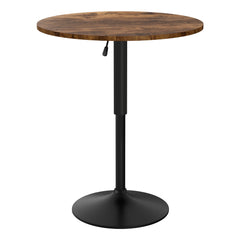 Artiss Height Adjustable Bar Table 360 Swivel Round Gaslift Design 60cm Rustic Brown Black