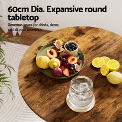 Artiss Height Adjustable Bar Table 360 Swivel Round Gaslift Design 60cm Rustic Brown Black