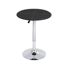 Artiss Bar Table Round Swivel Height Adjustable 62cm Modern PVC Leather Black