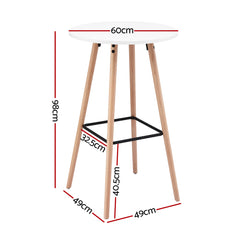 Artiss Bar Table Round Counter Kitchen Dining Desk Pub 98cm Height Wood White