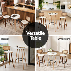 Artiss Bar Table Round Counter Kitchen Dining Desk Pub 98cm Height Wood White