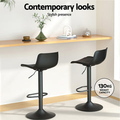 Artiss 2x Bar Stools Padded Seat Gas Lift Black