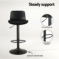 Artiss 2x Bar Stools Padded Seat Gas Lift Black
