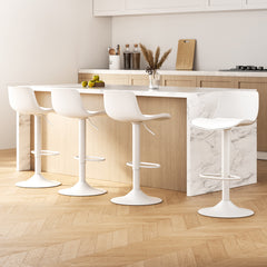 4x Artiss Bar Stools Kitchen Swivel Gas Lift Stool Leather Dining Chairs White