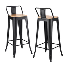 Artiss 2x Bar Stools Kitchen Counter High Chair Dining Stackable Metal Black