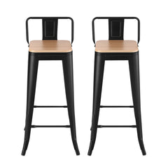 Artiss 2x Bar Stools Kitchen Counter High Chair Dining Stackable Metal Black
