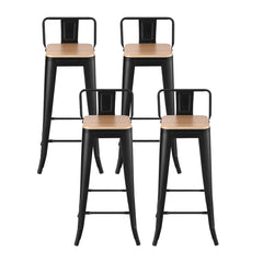 Artiss 4x Bar Stools Kitchen Counter High Chair Dining Stackable Metal Black