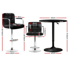 Artiss Bar Table and Stools Set Dining Desk Kitchen Chairs Cafe Pub
